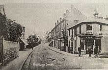 The ten small shops were built by a Mr Gregory between 1904 and 1908. A Bank opened on Fridays in 1904. High Street Borough Green early 20th Cenrury.jpg