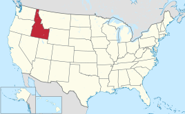 Kaart van de V.S., Idaho gemarkeerd