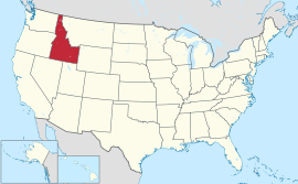 Map of the United States with ئەیداھۆ highlighted