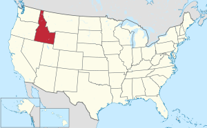 Kart over USA med Idaho uthevet
