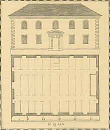 The floor plan of the church as depicted by Benson Lossing in 1859, copied from a now-unlocated original source. Image from page 87 of "Mount Vernon and its associations, historical, biographical and pictorial" (1859) (14776598734).jpg