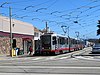 An inbound train at 46th Avenue and Taraval, 2018