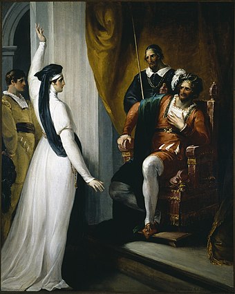 A 1793 painting by William Hamilton of Isabella appealing to Angelo
