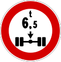 Axle weight limit in tonnes