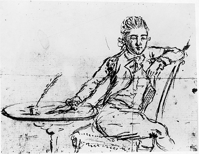 A self-portrait by André, drawn on the eve of his execution