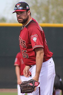 Josh Collmenter was the first Central Michigan pitcher to win the award in 19 years, ending the longest drought between victories for any school Josh Collmenter (25221270371) (cropped).jpg