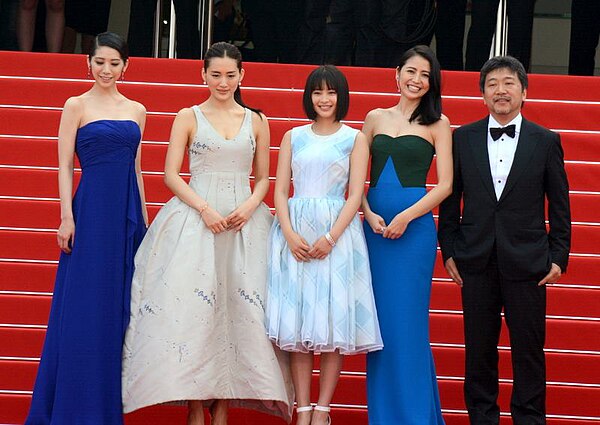 Kore-eda and stars promoting the film at the 2015 Cannes Film Festival.