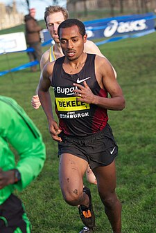 Kenenisa Bekele in 2012. Track and field athletics often prosper Ethiopia to participate in Olympics Kenenisabekele1.jpg