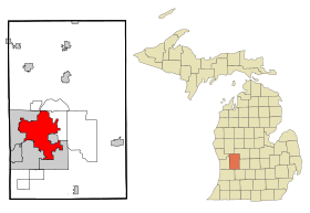 Kent County Michigan Incorporated and Unincorporated areas Grand Rapids Highlighted.svg