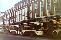 Trolley buses on Hull's King Edward Street in 1963, two years after Larkin finished "Here"