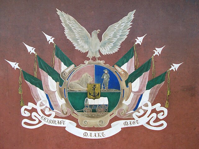 Coat of arms of the South African Republic displayed on Kruger's wagon