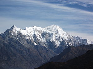 View from the southwest: Langtang II on the left, Langtang Lirung on the right