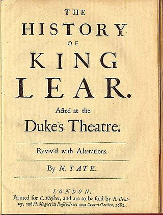 <i>The History of King Lear</i> Nahum Tates 1681 adaptation of King Lear
