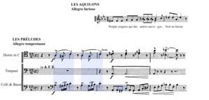 Example 6: First vocal line "Les Aquilons" and "storm music" in "Les Préludes"