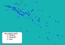 Positie van Tikei (3) binnen de Tuamotueilanden