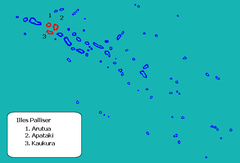 Localização da comuna de Arutua (a vermelho) em Tuamotu-Gambier.