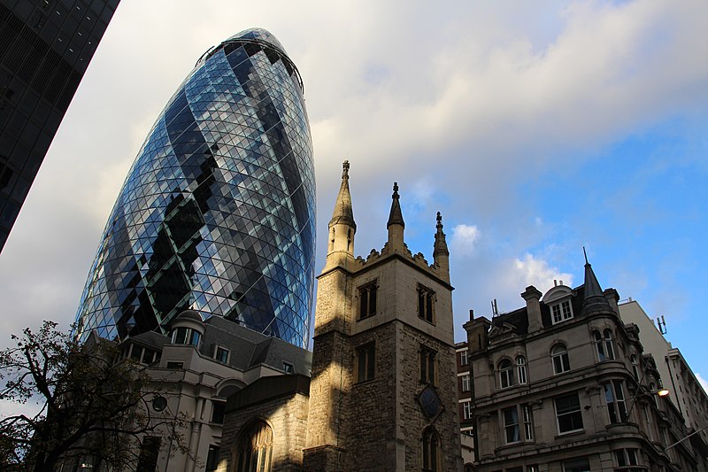 File:London - St Andrew Undershaft and The Gherkin.jpg