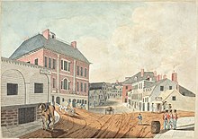La rue Lower Water, vue depuis la porte de la garde, Halifax (Nouvelle-Écosse), juin 1823.