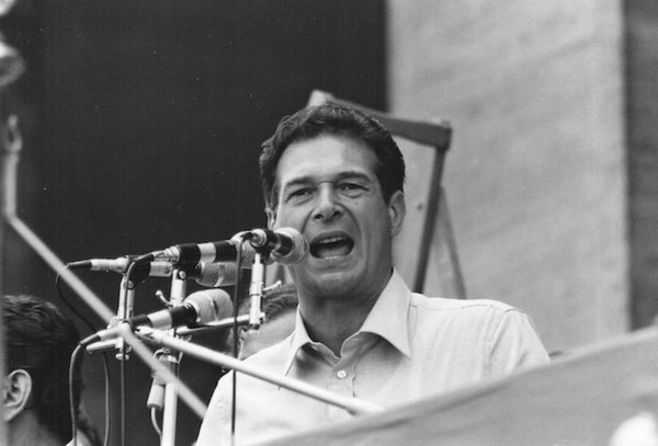 Secretary Luciano Lama addressing the crowd during a rally in the 1970s.