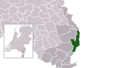 Highlighted position of Venlo in a municipal map of Limburg