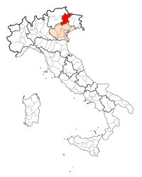 Belluno ili ilini gösteren İtalya haritası