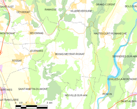 Mapa obce Bohas-Meyriat-Rignat