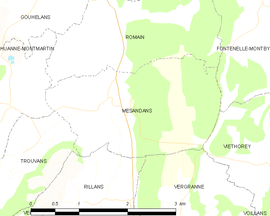 Mapa obce Mésandans