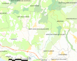 Mapa obce Saint-Jean-de-la-Blaquière