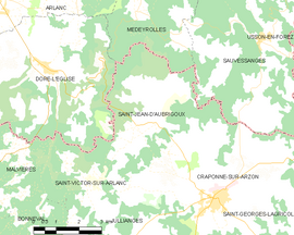 Mapa obce Saint-Jean-d’Aubrigoux