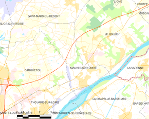 Poziția localității Mauves-sur-Loire