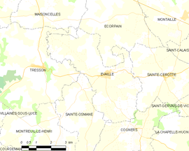 Mapa obce Évaillé