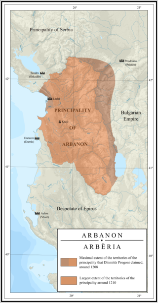 <span class="mw-page-title-main">Principality of Arbanon</span> Medieval Albanian state