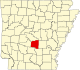 Map of Arkansas highlighting Grant County