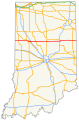 This is a map of the US state of Indiana which shows the route of State Road 26.
