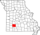 A state map highlighting Greene County in the southwestern part of the state.