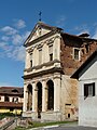 Facciata della chiesa di San Giovanni Decollato, Marene, Piemonte, Italia