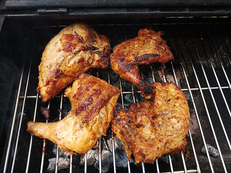 File:Marinated Chicken On Barbeque.jpg