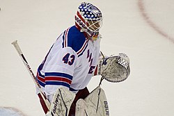 Martin Biron v dresu New York Rangers