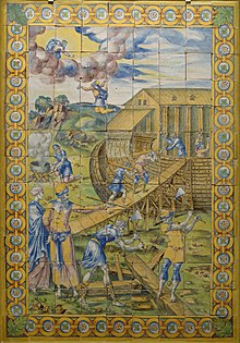 Construction de l’arche de Noé, terre cuite émaillée, Masséot Abaquesne, 1550-1560, château d’Écouen.