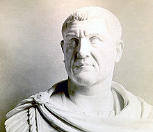 The emperor Maximinus I (Thrax) (ruled 235-8), whose career epitomises the soldier-equestrians who took over command of the army during the 3rd century. Max thrax.jpg