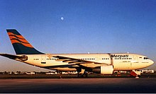 Merpati Airbus A310-300 at Perth Airport (late 1990s). Merpati Airbus A310-300 PER Wheatley.jpg