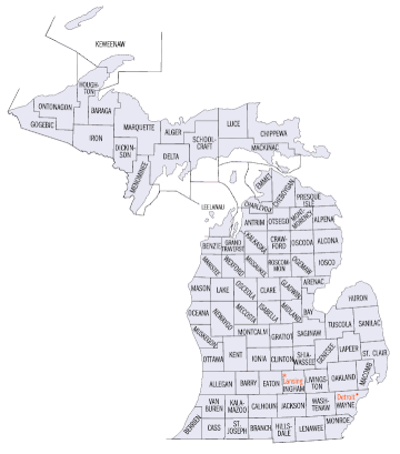 Listă de comitate din statul Michigan