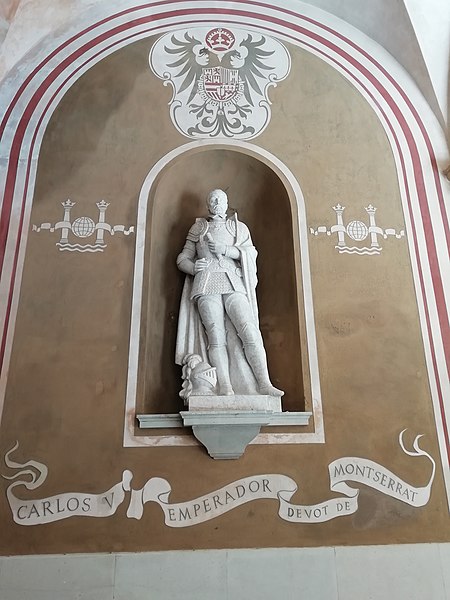 File:Montserrat, Atrium, tribute to Charles V, Holy Roman Emperor and Montserrat devotee.jpg