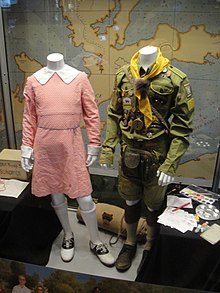 The costumes for Suzy and Sam are based on photographs from the 1960s and Boy Scouts. Moonrise Kingdom props - Arclight Hollywood (7155205669).jpg