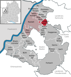 Elhelyezkedése Baden-Württemberg térképén