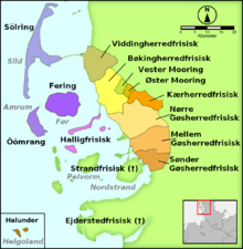 North Frisian dialects Nordfrisiske-Dialekter.png