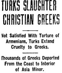 Turks Slaughter Christian Greeks, krantekop fan de Lincoln Daily star, 19 oktober 1917