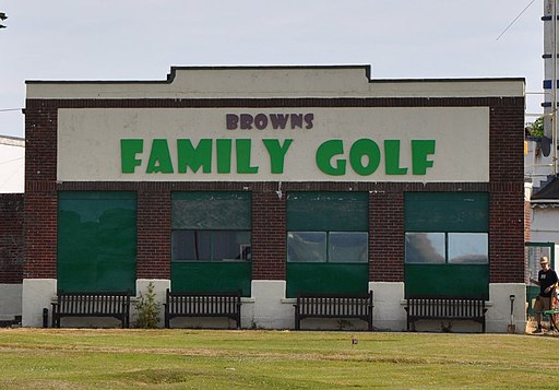 Originally Brown's Ice Cream this PLUTO pumping station is now a Family Golf venue