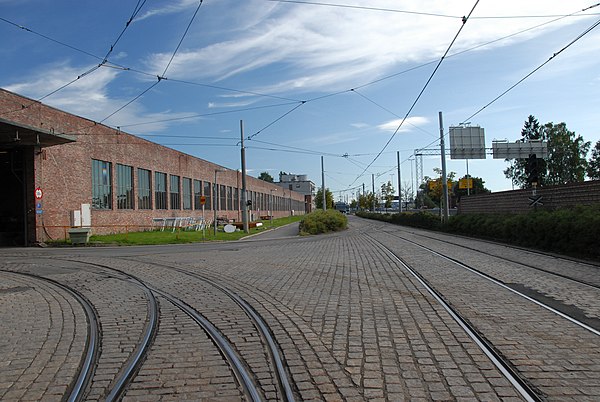 Tram sheds at Grefsen along the Sinsen Line