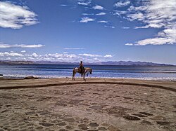 Playa El Ostional y un lugareño a caballo.